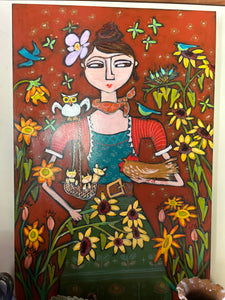 24x36 Frida & 3 Kittens Painting by Bailey Jack