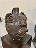 ML Owen's Face Jug smoked Black glaze